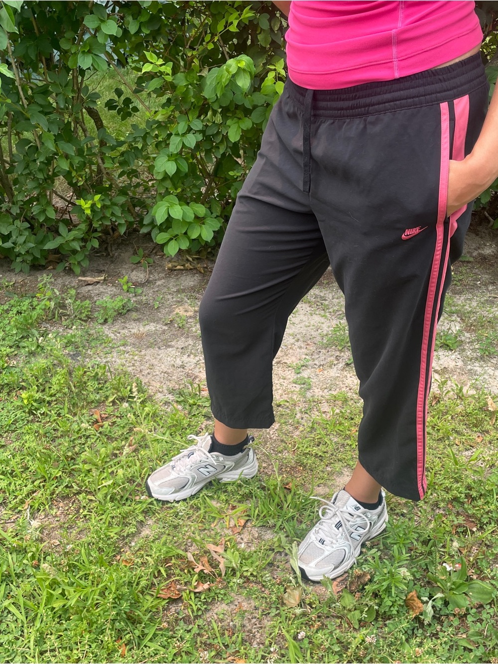 Y2K Capri Nike Pants M Pink Stripes , Britney Spears Vibes ,Sporty